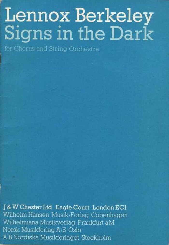 Signs in the Dark for Chorus and String Orchestra Image