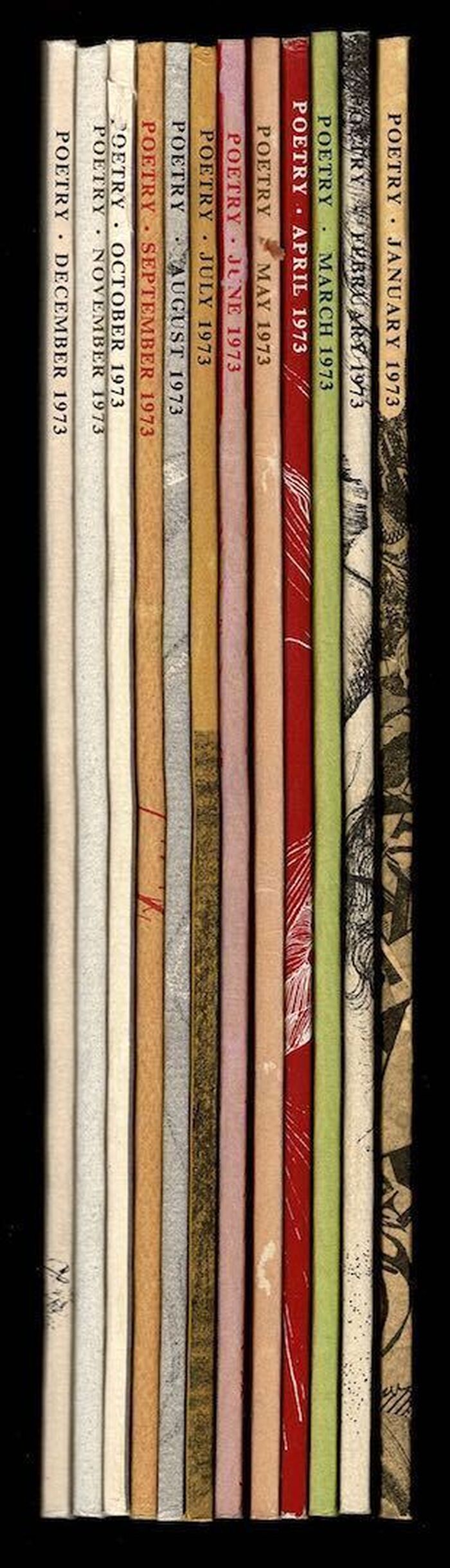 Poetry [Magazine, Founded in 1912 by Harriet Monroe] 1973 - Complete 12 Issues. Image