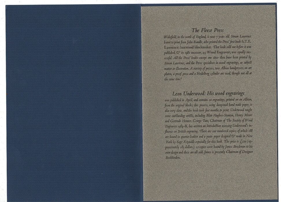 Fine Books from the Fleece Press. Image