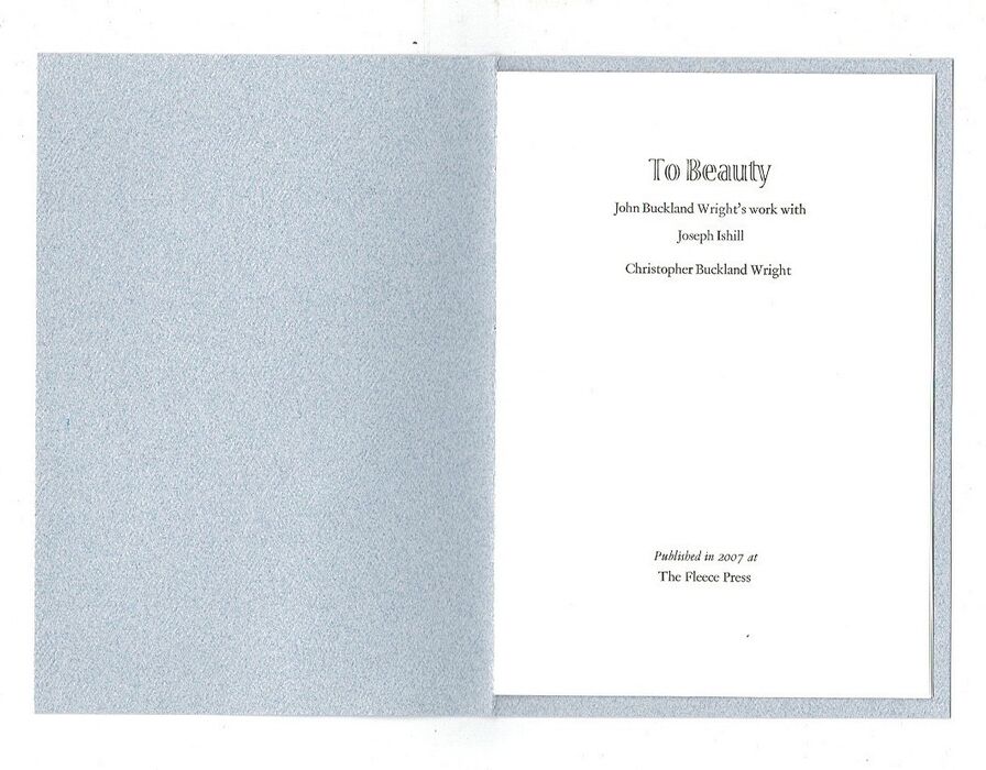 To Beauty. John Buckland Wright's work with Joseph Ishill. Image