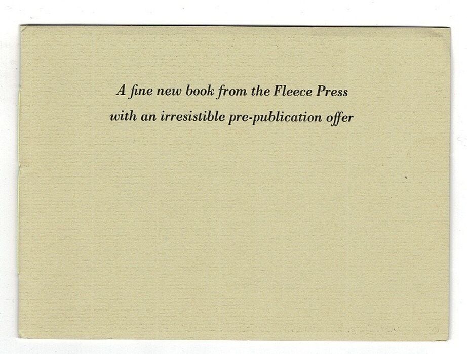 A fine new book from the Fleece Press with an irresistible pre-publication offer. Image