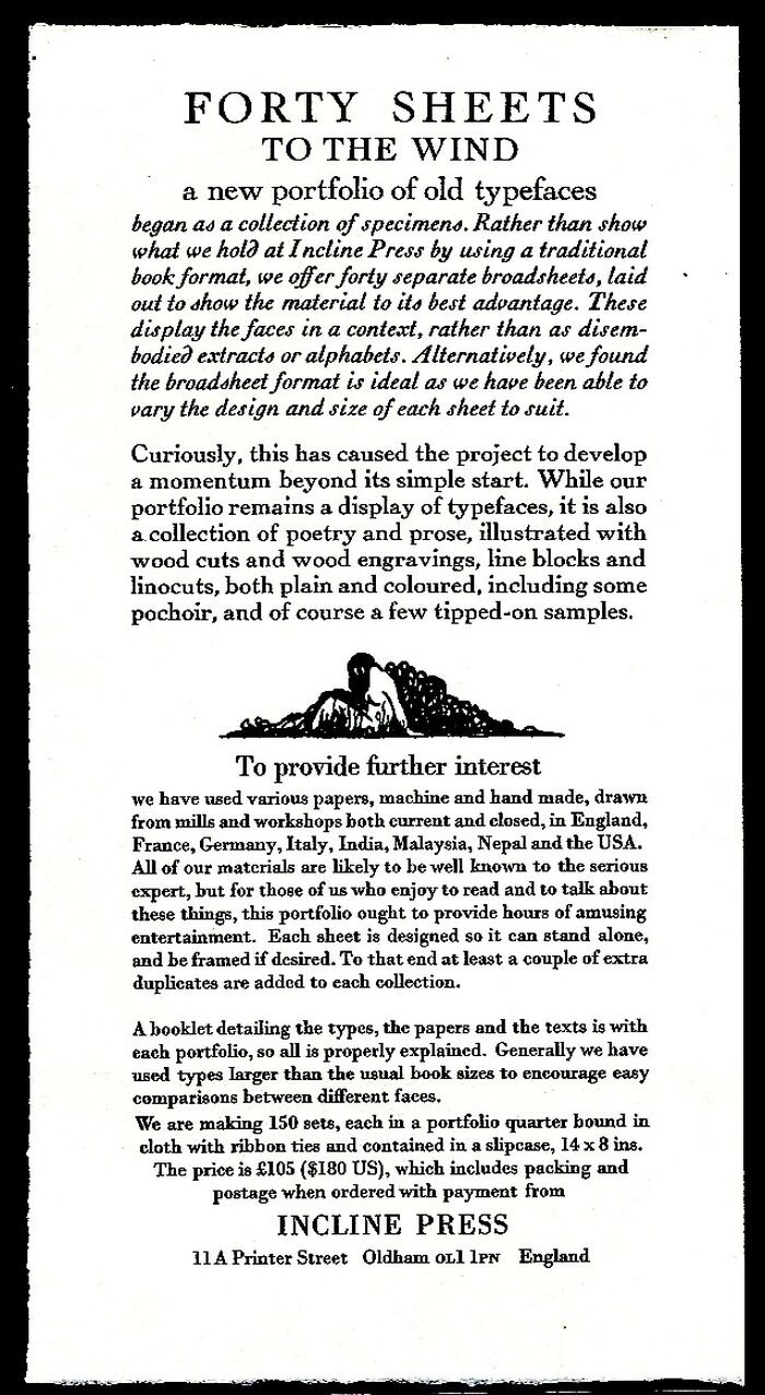 Forty Sheets to the Wind. A New Portfolio of Old Typefaces. Image