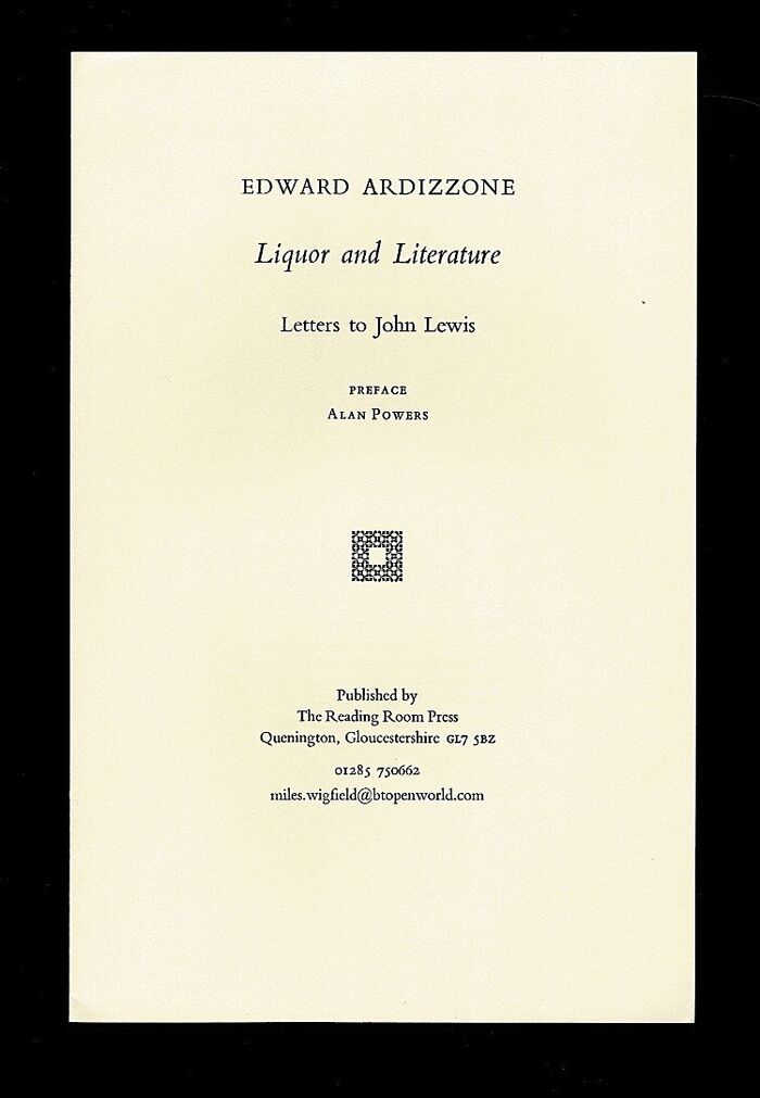 Edward Ardizzone, Liquor and Literature. Letters to John Lewis. Image