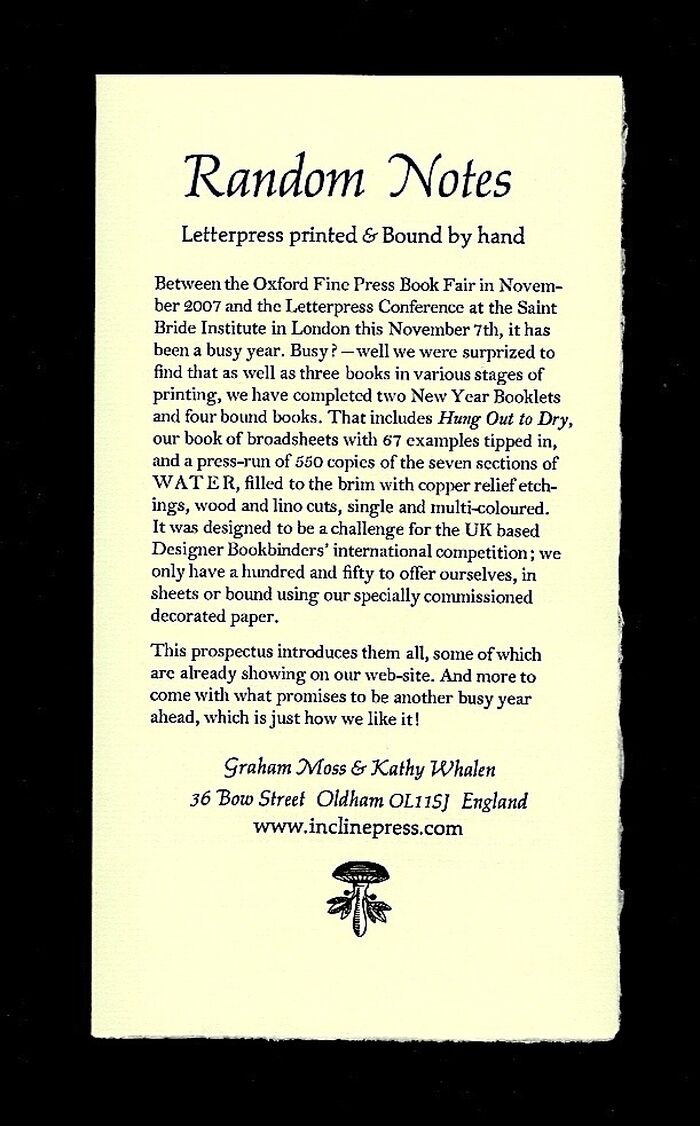 Random Notes. Letterpress printed & Bound by hand. Image