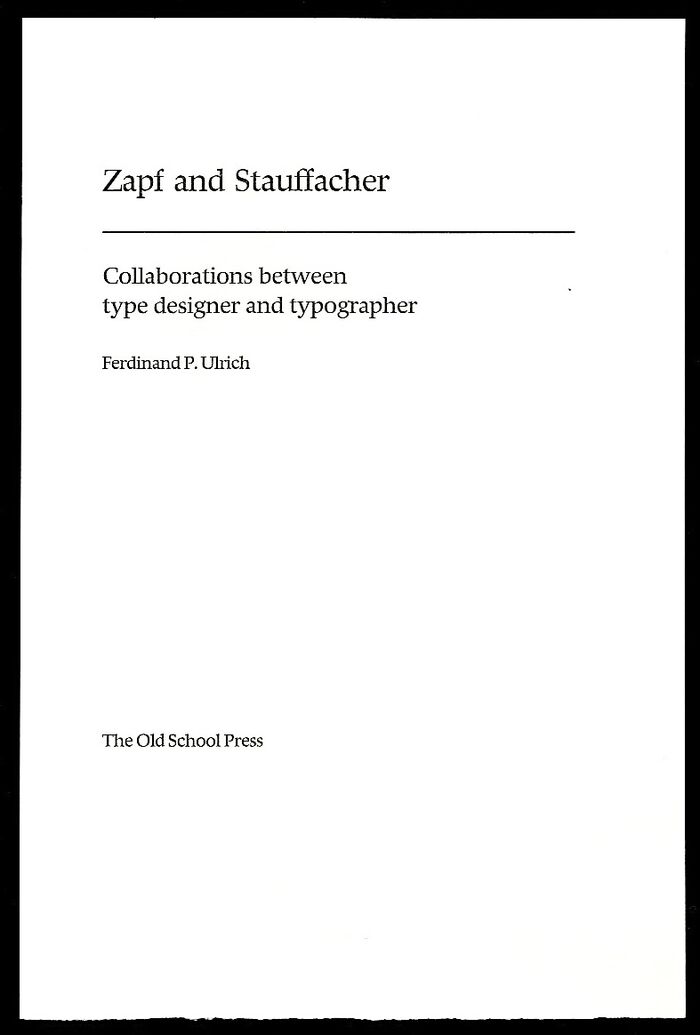 Zapf and Stauffacher. Collaborations between type designer and typographer. Image