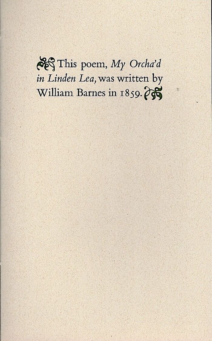 'This poem, My Orcha'd in Linden Lea, was written by William Barnes in 1859' Image