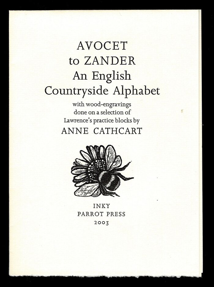 Avocet to Zander. An English Countryside Alphabet with wood-engravings done ion a selection of Lawrence's practice blocks by Anne Cathcart. Image