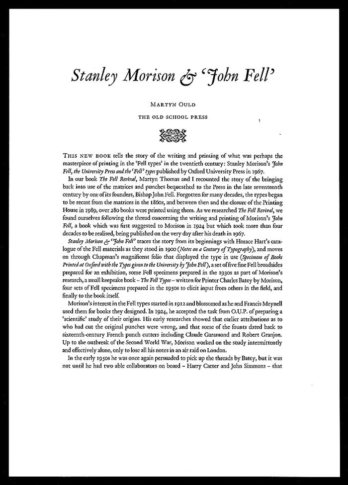 Stanley Morison & 'John Fell'. Image