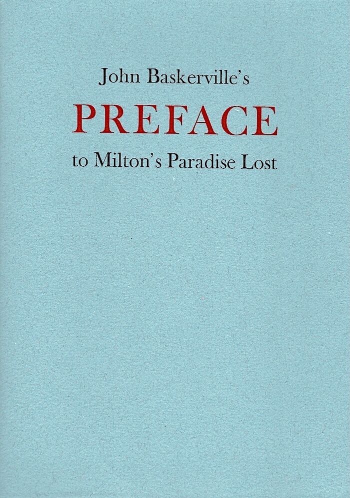 John Baskerville's Preface to Milton's Paradise Lost. Image
