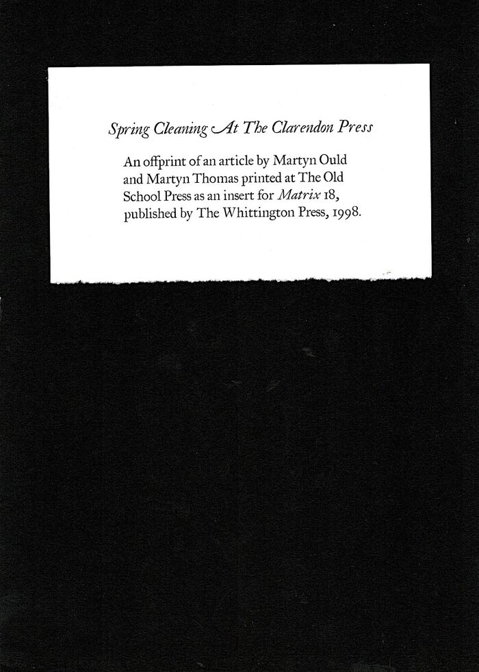 Spring Cleaning at The Clarendon Press. Image