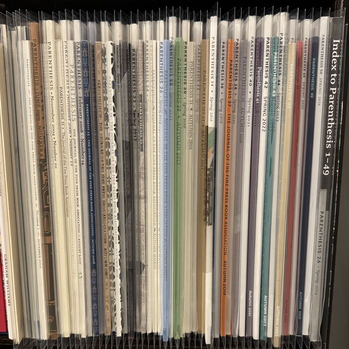 {Complete Set] PARENTHESIS [Vols 1-50 inclusive] 1998 - 2026 plus index. The Journal of the Fine Press Book Association Image