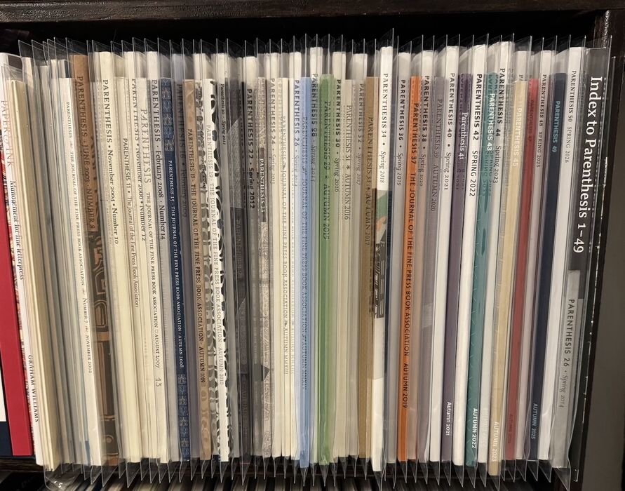 PARENTHESIS [Vols 1-50 inclusive] 1998 - 2026. The Journal of the Fine Press Book Association Image