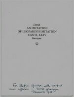 An Imitation of Leopardi's Imitation Canti, XXXV,