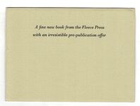 A fine new book from the Fleece Press with an irresistible pre-publication offer. Additional Image