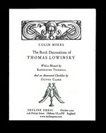 The Book Decorations of Thomas Lowinsky. With a Memoir by Katherine Thirkell and Annotated Checklist by Oliver Clark.