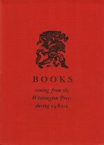 Books coming from the Whittington Press during 1981-2.