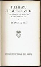 Poetry and the Modern World. A Study of Poetry in England Between 1900 and 1939