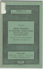 Catalogue of First Editions in English Literature, Private Press Books and Bibliography.