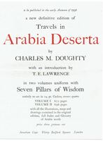 The Prospectus for 'a new definitive edition of Travels in Arabia Deserta by Charles M. Doughty with an introduction by T.E. Lawrence in two volumes uniform with Seven Pillars of Wisdom'