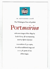 Portmeirion, with seven images of the village by Leslie Gerry & accompanying texts by Robin Llywelyn.