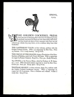 Spring 1929. The Golden Cockerel Press have pleasure in informing their clients that the following books ... are now almost fully subscribed...