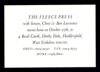 THE FLEECE PRESS with Simon, Chris & Ben Lawrence moves home