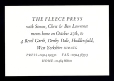 [The Fleece Press] [Ephemera]
